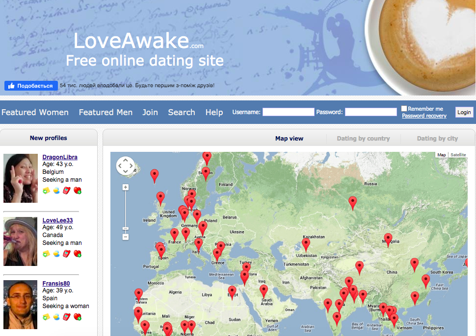 LoveAwake main page