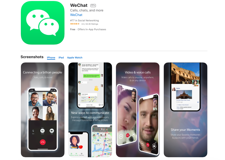 WeChat app