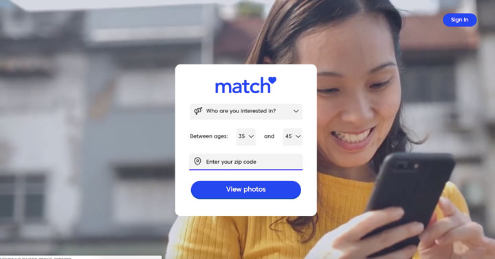 Match.com main page